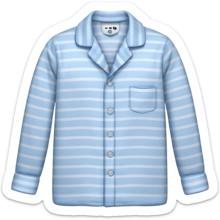 emoji of an isolated striped pajama top, light grey and pastel blue vertical stripes, button-down long sleeves, neatly folded flat-lay, no person, no body, no mannequin, cozy winter nightwear mood, soft shading, clean simple shape sticker