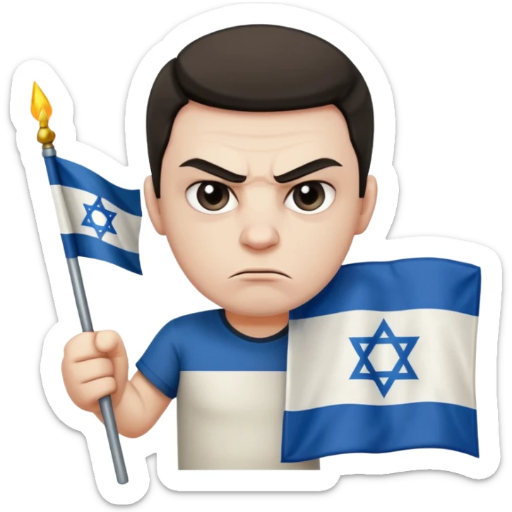 İsrail Bayrak tutan ve çok kızgın bakan adam sevmemiş gibi sticker