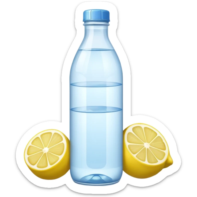 Una botella de agua asthetick con limones adentro  sticker