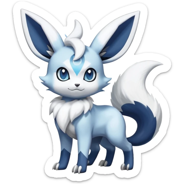 Meowstic-Absol-Minccino-Glaceon-Pokémon-Fakémon-hybrid-creature (full body) sticker