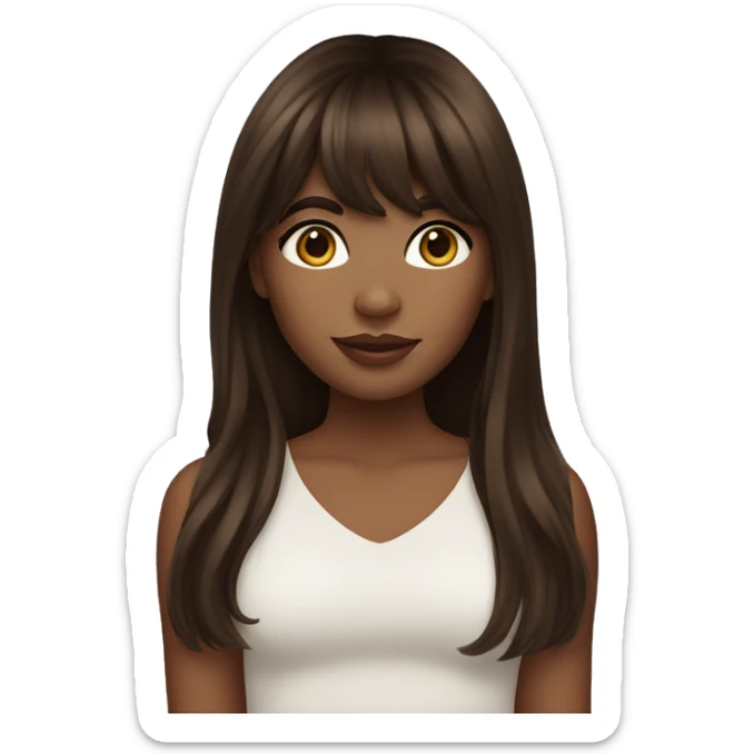 beautiful girl with long dark auburn hair and curtain bangs sticker