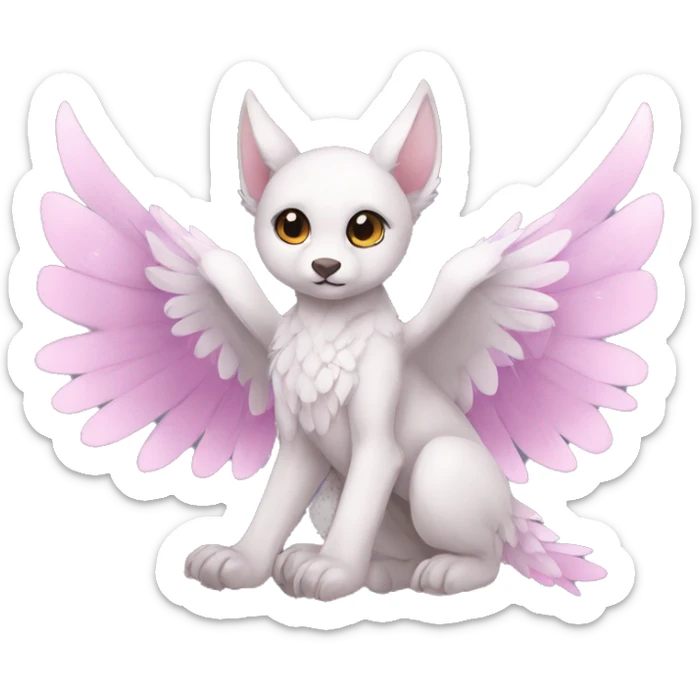 Anthro shy cute kawaii winged animal hybrid full body sticker