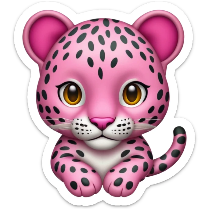 Emoji leopardo rosa cuerpo entero de lado y más realista sticker