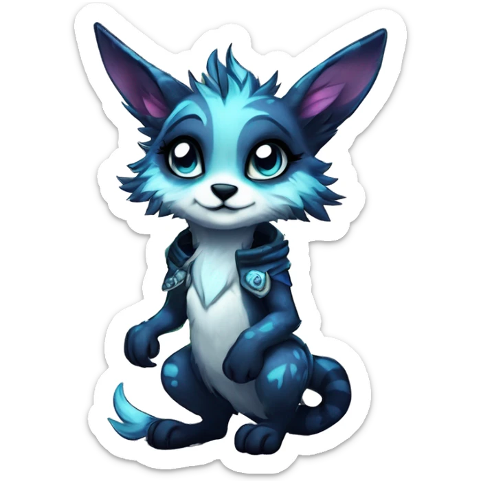 Cool cute Kawaii edgy fantasy shiny animal  fursona Fionbri vernid by griffsnuff & LiLaiRa & Falvie full body sticker
