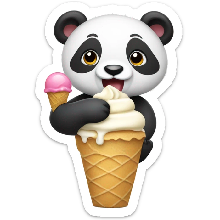 Panda eating ice cream sticker