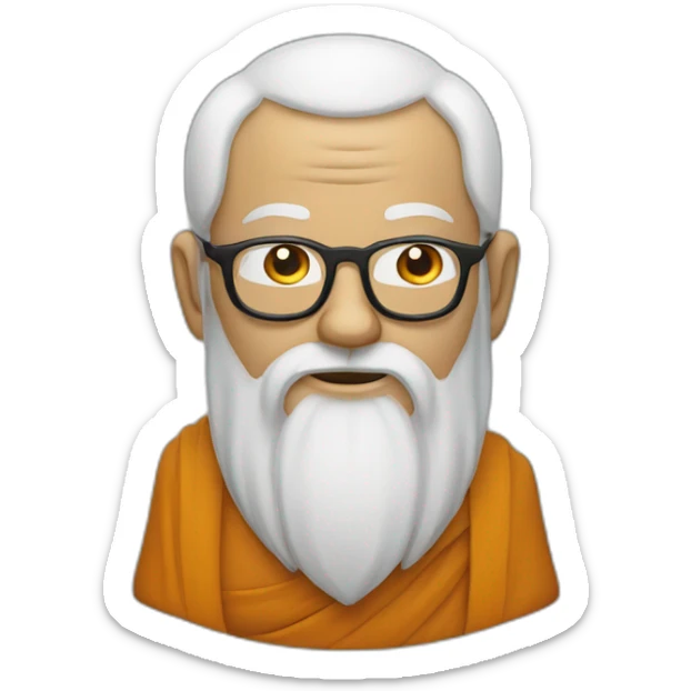 a wise man with glasses and a beard, in the style of a bouddhist monk sticker