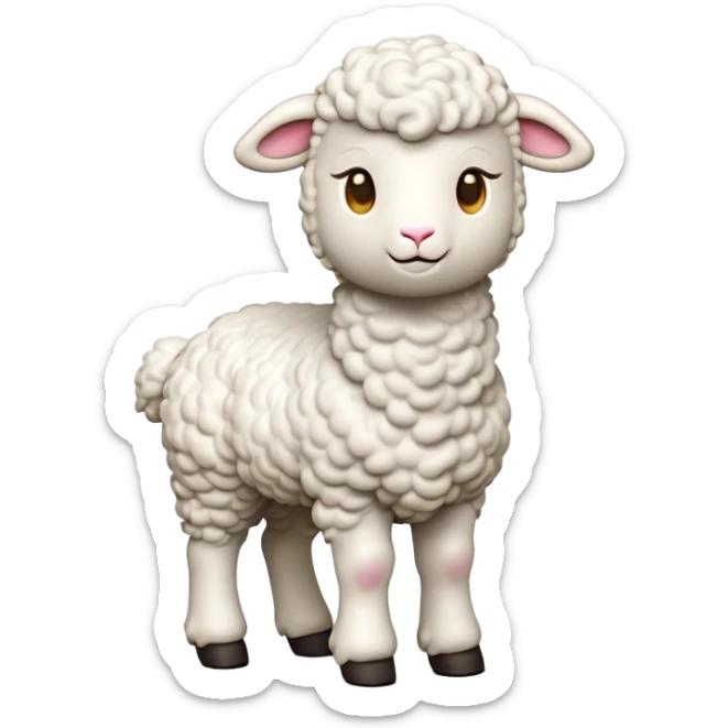 cinematic-[lamb]-realistic-full-body-standing-emoji,-tail-flicking-lazily,-head-tilted-dramatically,-curly-[white]-fur,-simplified-yet-realistic-focused-features,-highly-detailed,-glowing-with-an-almost-sarcastic-glow sticker