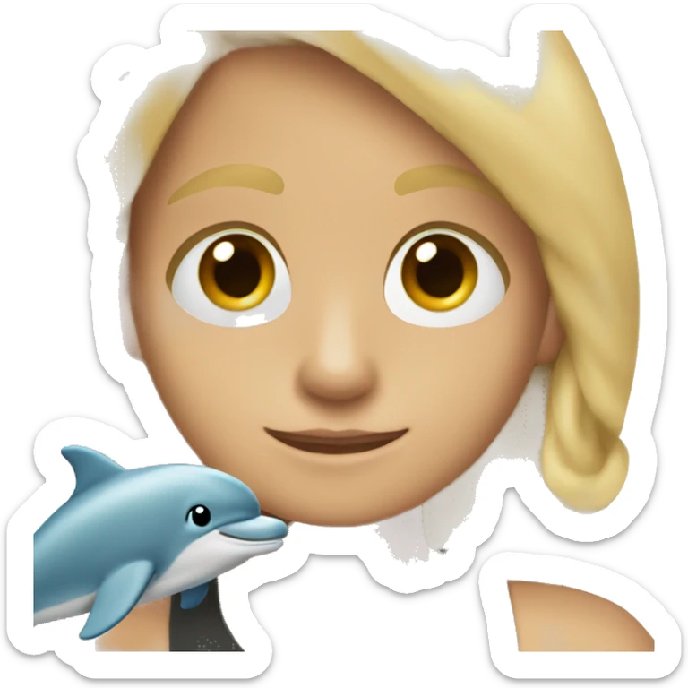 Blonde hair brown eyes 4th grade boy wearing cross necklace holding dolphin sticker