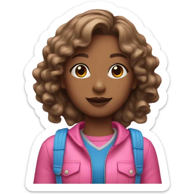 Girl with pink and blue outfit with a pink purse  sticker