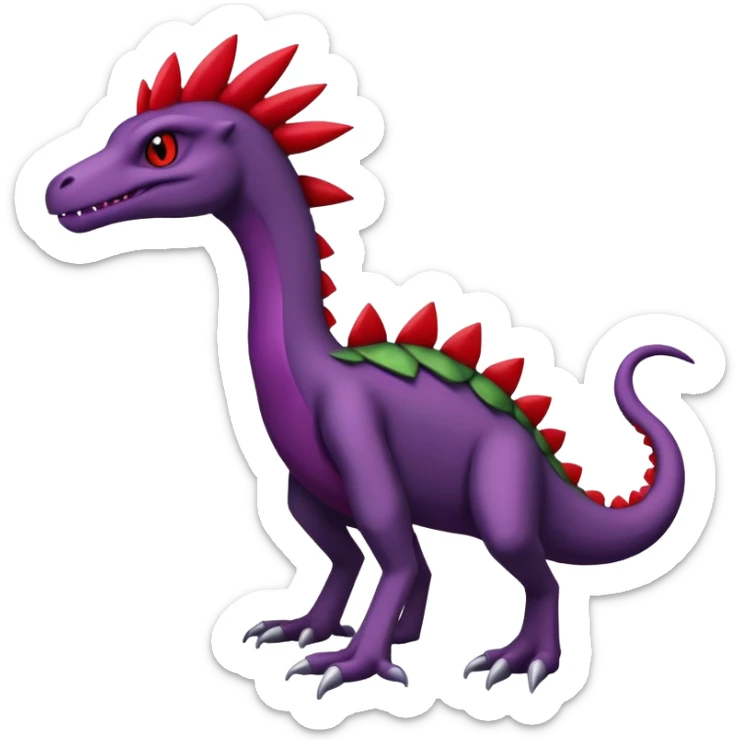 Black and purple and red Sceptile-Salazzle-Pokémon-Fakémon-creature sticker