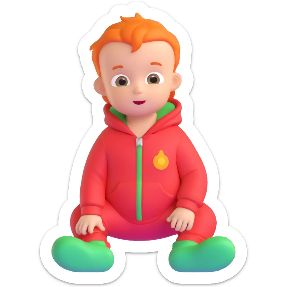 baby Jack Jack from The Incredibles with orange hair in red onesie sticker