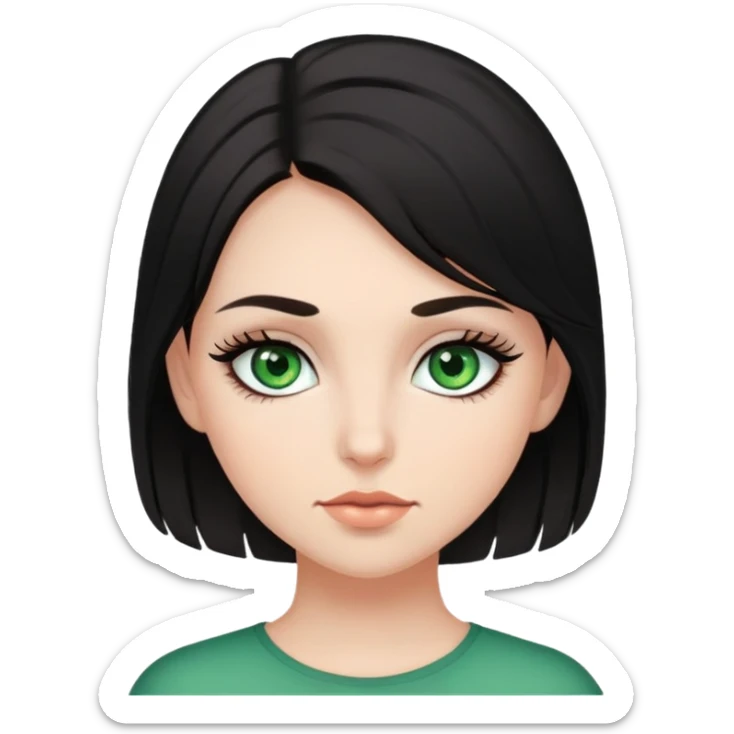 Eyelashes on girl with green eyes and dark hair sticker