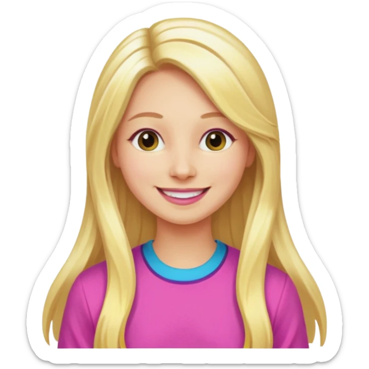 Illustrate Enid Sinclair with long blonde hair streaked with pink, colorful clothes & bright cheerful expression. sticker