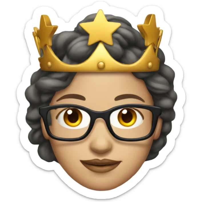 tattooed woman very attractive long hair glasses and wearing a crown sticker