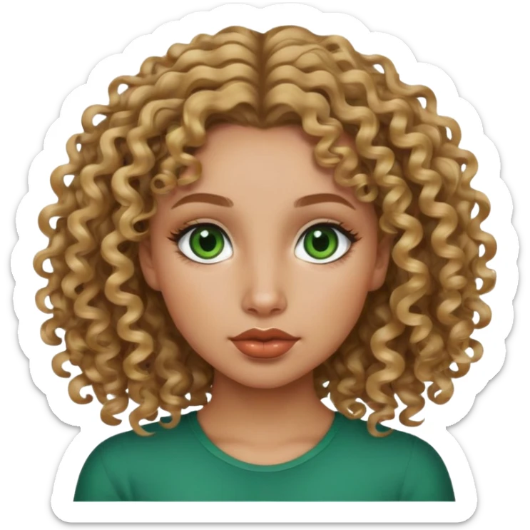 dark blonde girl with curly hair and hazel/green eyes duck face sticker
