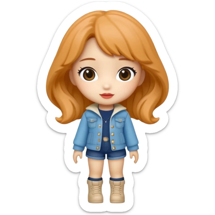 Isolated, breathtakingly vivid and intricately detailed digital illustration of the most incredibly adorable kpop girl cartoon character denom hunter figurine imaginable, toy style. sticker