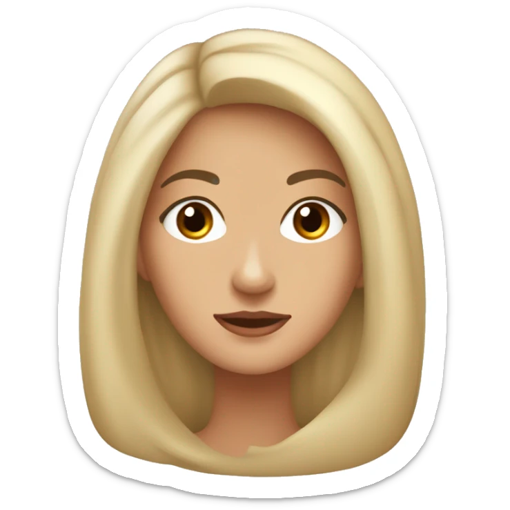 Mujer de tez clara con cabello cafe suelto y largo y ojos claros s sticker