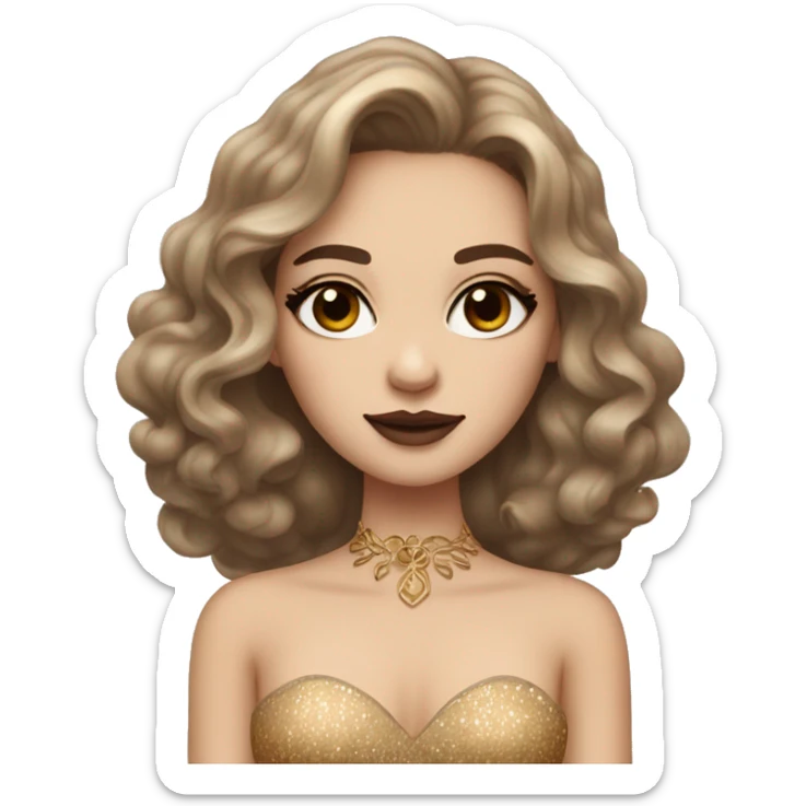 Create the zodiac sign leo as a pale brunette girl with elaborate makeup and dress that matches the zodiac sign  sticker