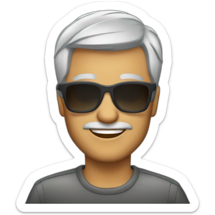 50 years with short gray hair, sunglass sticker