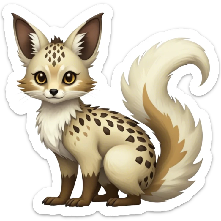 Feral Rare Fantasy Vernid-Trico-species by LiLaiRa, random markings, tufted tail, tufted ears, full body sticker