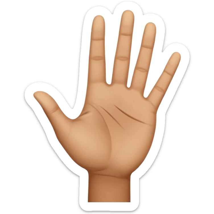 a .5 veiw of a person with their hand out in front of them facing palm up, and their other hand facing sideways, resting in the first hand to make a T shape. this mimics the hand motion for the slang term “boi” sticker