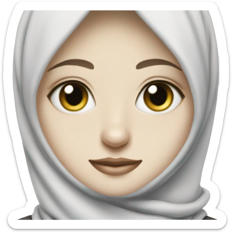 Make me a hijabi with a white cat the cat should be green on one eye and blue on the other eye sticker