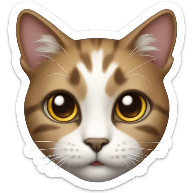 Realistic cat with white face and chest and dark grayish brown fur around eyes sticker