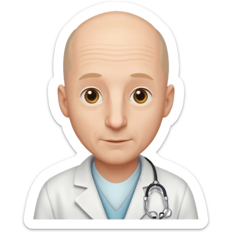 white male doctor a little bald no wrinkles long ears big nose sticker
