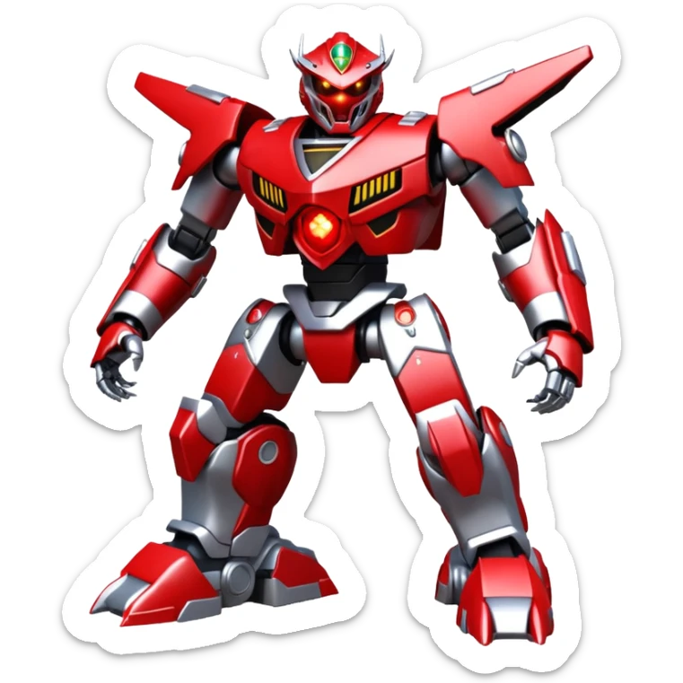 A mega zord tech bot with blood and glowing eyes in the style of your bleeding skull art, full body sticker