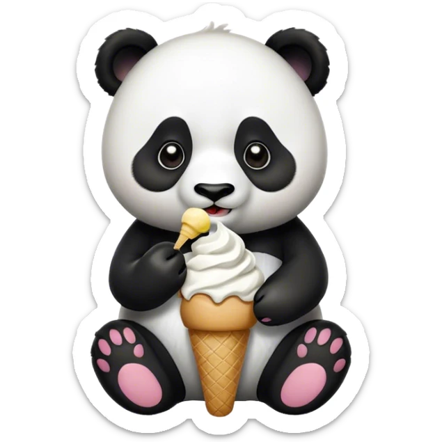 Panda eating ice cream sticker