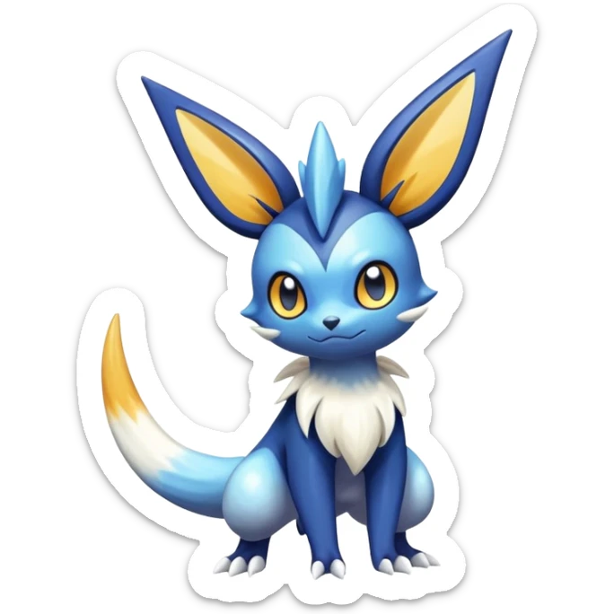 Colorful Shiny Exotic Victini-Salandit-Meowstic-Minccino-Fakémon-hybrid-creature (full body)  sticker