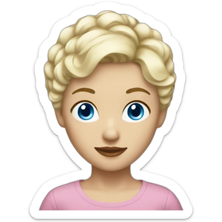 blonde short haired woman with blue eyes sticker