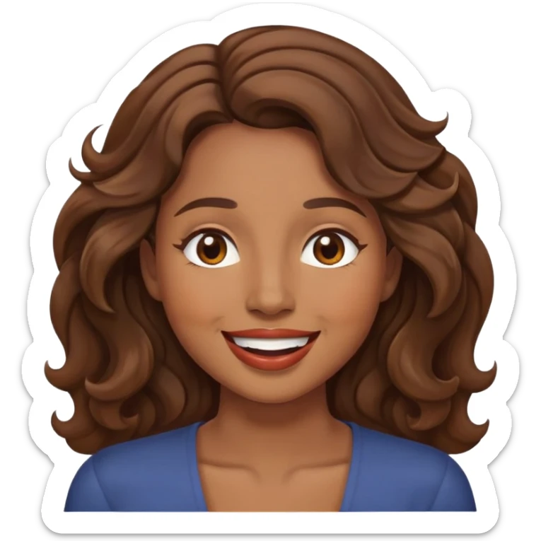 Make a Women with Brown Eyes, and Brown wavy hair, smile but with mouth closed sticker