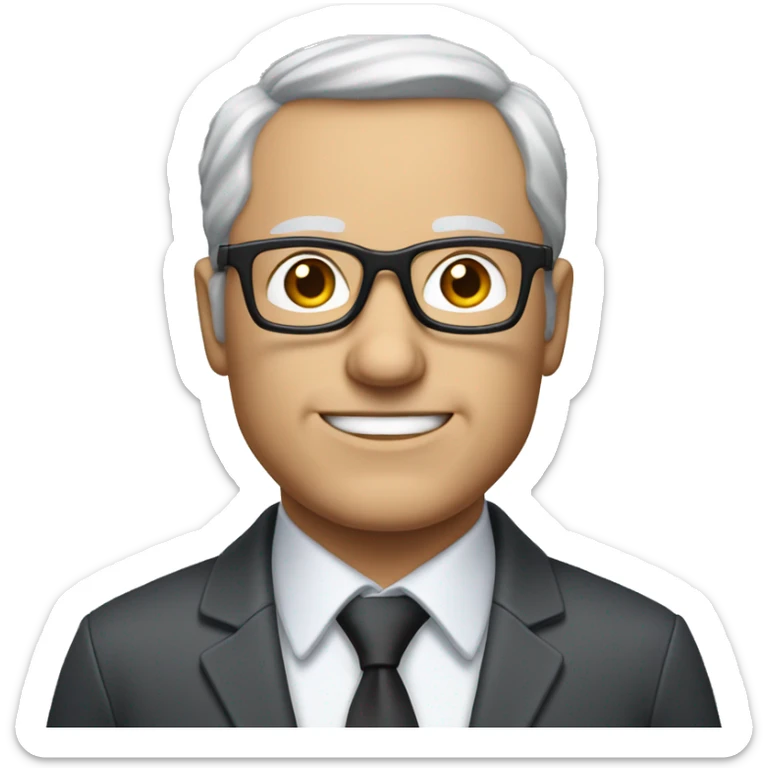50 year old white male with glasses thinning salt and pepper hair dressed in business casual clothing sticker