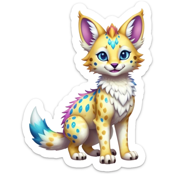 Cute Kawaii Epic Ethereal Sparkly Colorful Sergal-Serval-Vernid full body sticker