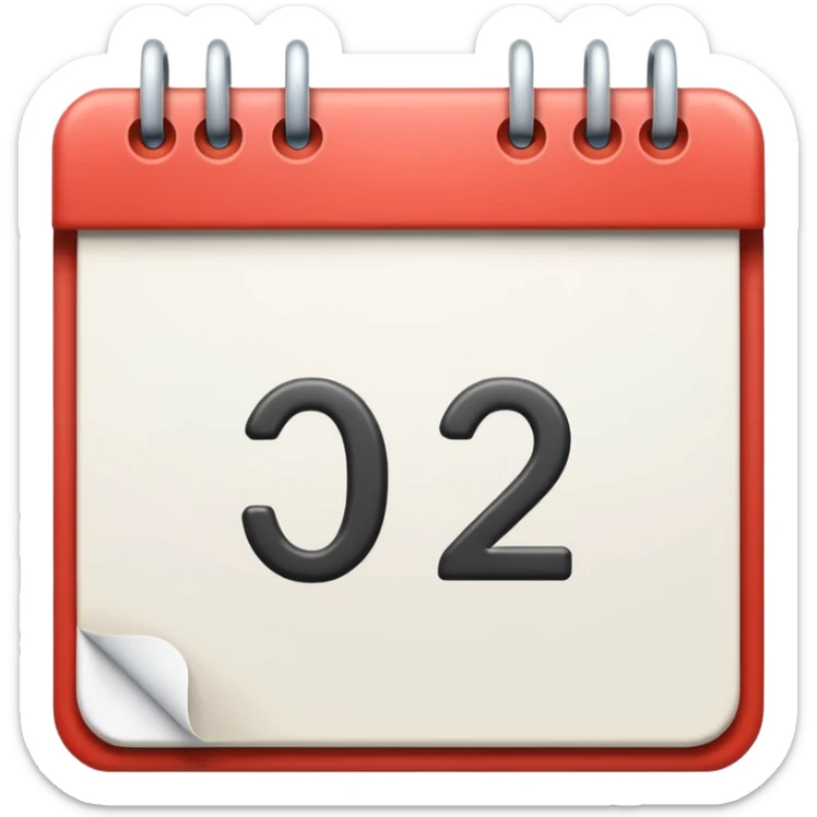 calendar emoji with large prominent number 2024, minimal design, no other details sticker