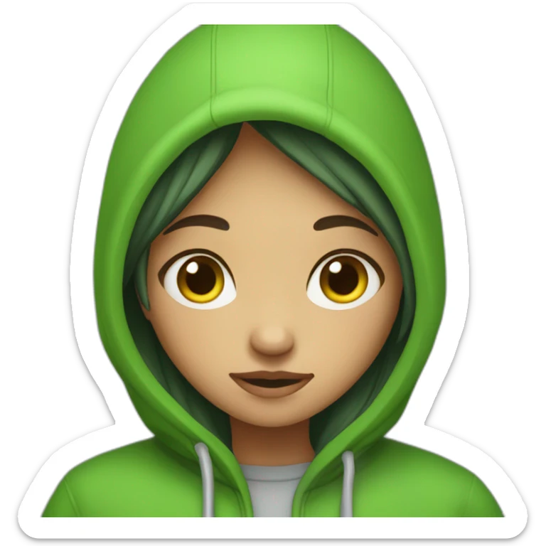 a girl wearing a green hoodie freezing in the cold sticker