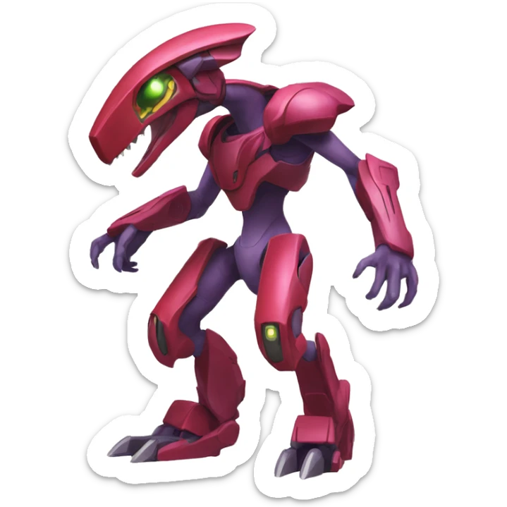 a Genesect-Raptor-Fakémon—hybrid with a futuristic visor-helmet full body sticker