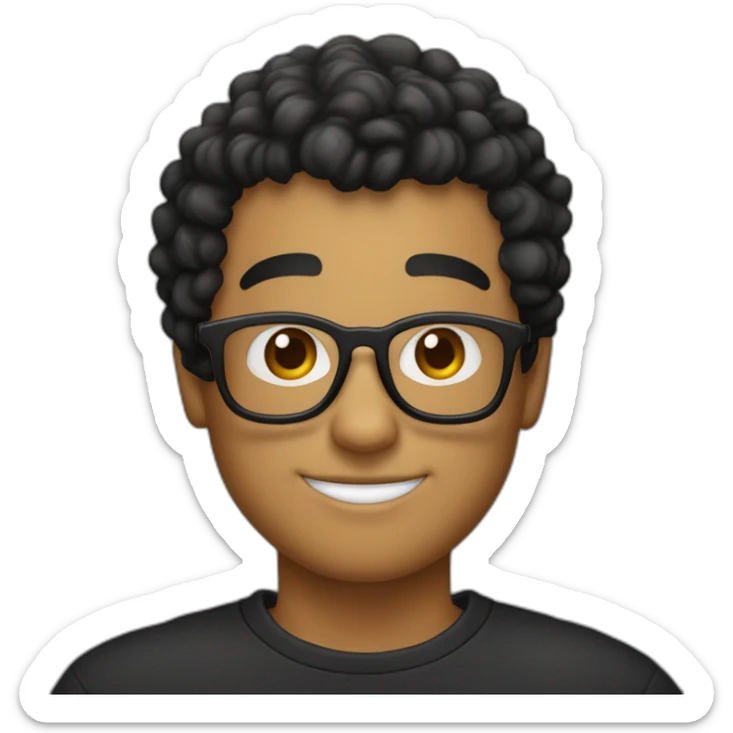 Personnage jeune avec des cheveux noirs bouclés et des lunettes rondes sticker