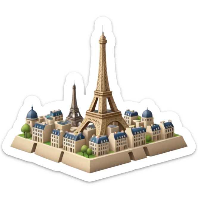 Make a full city of Paris with the Eiffel Tower in the background and some Paris buildings in front  sticker