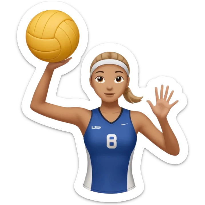 Emoji de Chica de voley Saque flotante pero con un solo valon y que sea morena la chica sticker