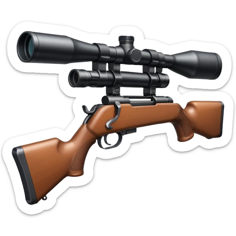 just a deer hunting rifle with a scope mounted to the top of the gun barrel  sticker