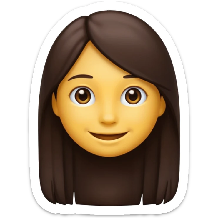 Make an emoji with long straight dark brown hair sticker