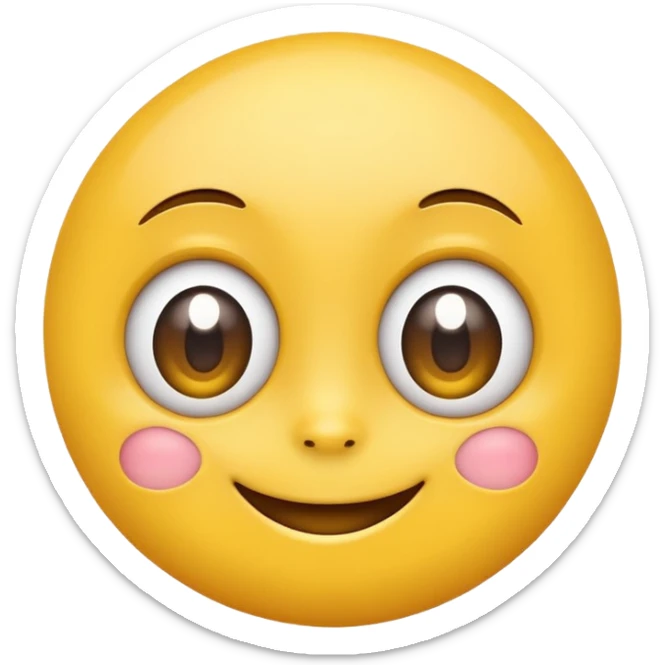 Emoji, yellow round smiling face, big eyes sticker