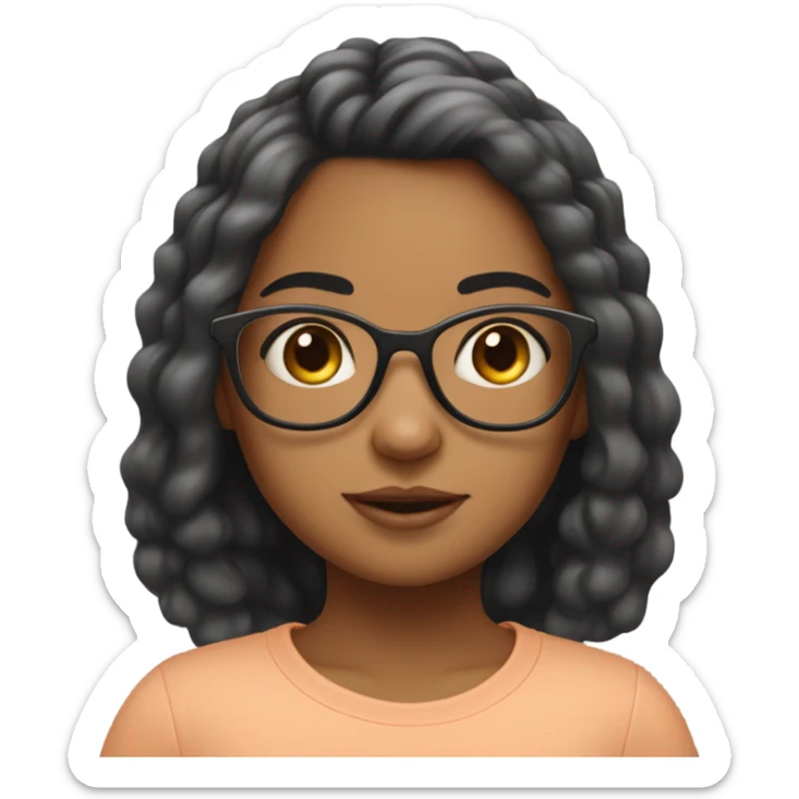 caramel skin girl with glasses and 2b hair type with a girl with peach skin and staright hair that reaches to her chest area sticker