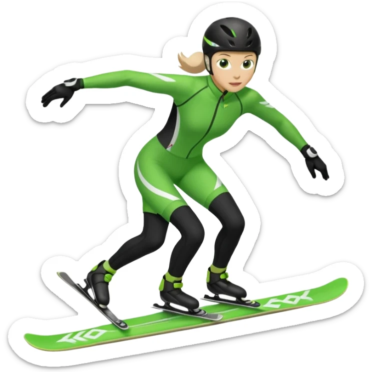 Xc ski racer in green and black clothing. Full body, skating sticker