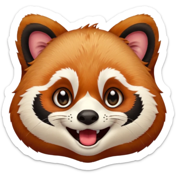 only the face of a red panda laughing emoji style with the laughing tears  sticker