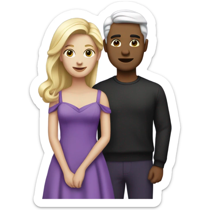 Blond hair and black hair with purple dress sticker