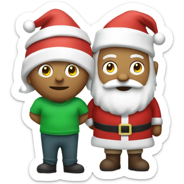 Santa and Rudolph wearing a green t-shirt with the words ‘Greenwich Health’ written in white letters  sticker