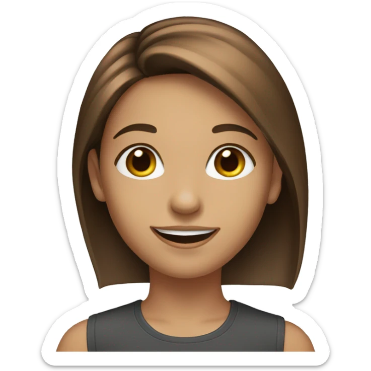 smiling girl, brown straight hair with earrings sticker